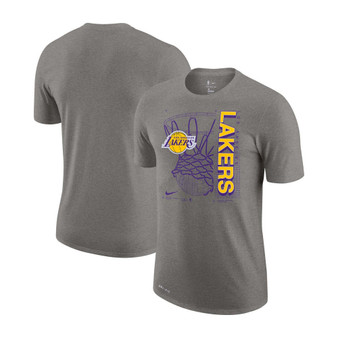 Men's Heathered Gray Los Angeles Lakers Essential Hoop Performance T-shirt