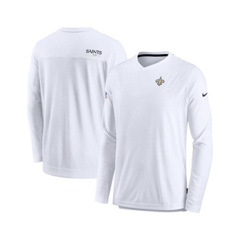 Men's Gray New Orleans Saints Sideline Coach Chevron Lock Up Long Sleeve V-Neck Performance T-shirt