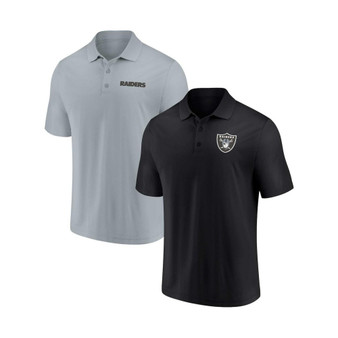 Men's Branded Black, Gray Las Vegas Raiders Dueling Two-Pack Polo Shirt Set