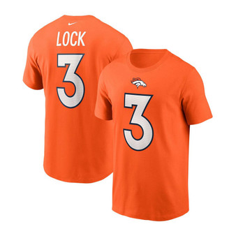 Men's Drew Lock Orange Denver Broncos Player Name and Number T-shirt