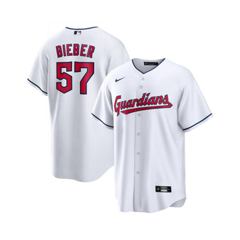 Men's Shane Bieber White Cleveland Guardians Replica Player Jersey