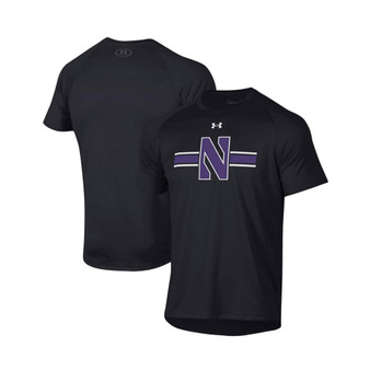 Men's Black Northwestern Wildcats Logo Stripe Performance Raglan T-shirt