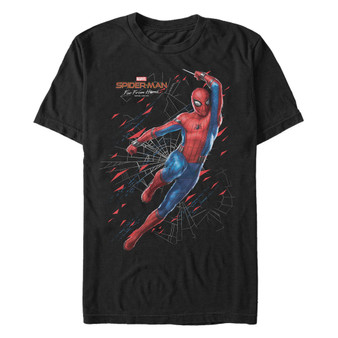 Marvel Men's Spider-Man Far From Home Web Jump Action Pose, Short Sleeve T-shirt