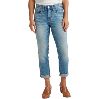 Women's Carter Mid Rise Cuffed Hem Girlfriend Jeans