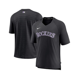 Men's Black Colorado Rockies Authentic Collection Pregame Raglan Performance V-Neck T-shirt
