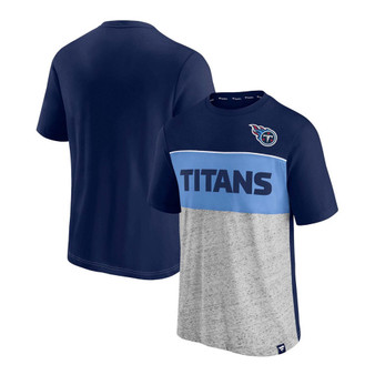 Men's Navy and Heathered Gray Tennessee Titans Colorblock T-shirt