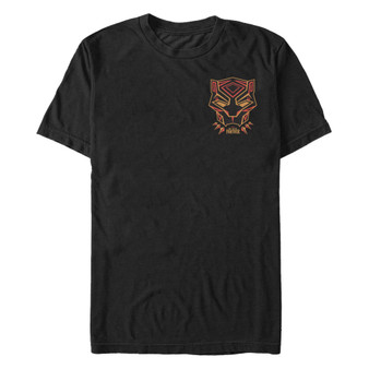 Marvel Men's Black Panther Left Pocket Geometric Black Panther Short Sleeve T-Shirt