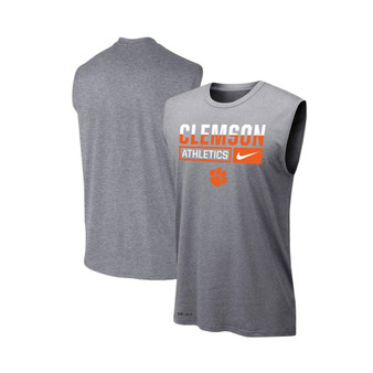 Men's Heathered Gray Clemson Tigers Wordmark Drop Legend Performance Tank Top