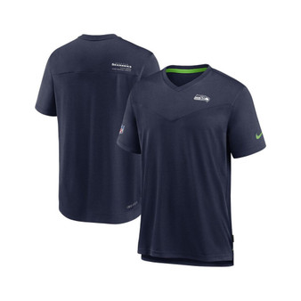 Men's Heather Navy Seattle Seahawks 2022 Sideline Coach Chevron Lock Up Performance V-Neck T-shirt