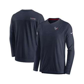 Men's Navy Houston Texans 2022 Sideline Coach Chevron Lock Up Performance Long Sleeve T-shirt