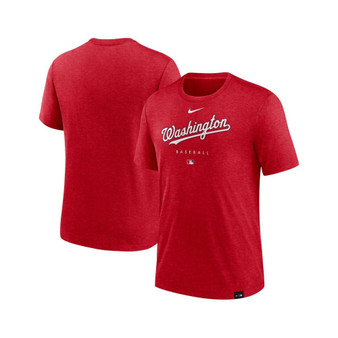 Men's Heather Red Washington Nationals Authentic Collection Early Work Tri-Blend Performance T-shirt