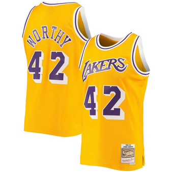 Men's James Worthy Gold Los Angeles Lakers 1984-85 Hardwood Classics Swingman Jersey