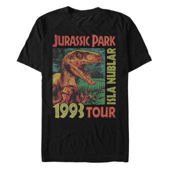 Jurassic Park Men's Isla Nublar 1993 Tour Poster Short Sleeve T-Shirt