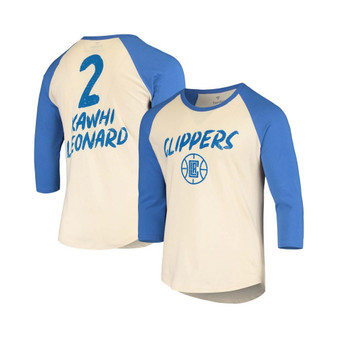 Men's Kawhi Leonard Cream and Royal LA Clippers Raglan 3/4 Sleeve T-shirt
