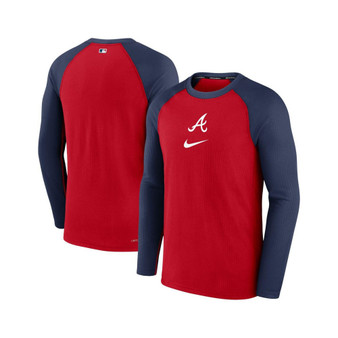 Men's Red Atlanta Braves Authentic Collection Game Raglan Performance Long Sleeve T-shirt