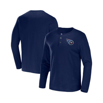 Men's NFL x Darius Rucker Collection by Navy Tennessee Titans Slub Jersey Henley Long Sleeve T-shirt