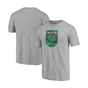 Men's Heathered Gray Austin FC Distressed Primary Team Logo Tri-Blend T-shirt