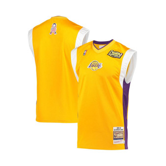 Men's Gold Los Angeles Lakers 2002 NBA Finals Hardwood Classics On-Court Authentic Sleeveless Shooting Shirt
