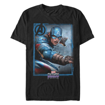 Marvel Men's Captain America Gamerverse Avengers Future Fight Poster, Short Sleeve T-Shirt