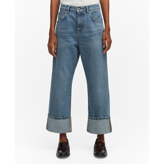 Women's Wide-Leg Turned-Hem Jeans