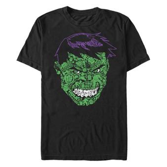 Marvel Men's Classic Hulk Text Big Face, Short Sleeve T-Shirt