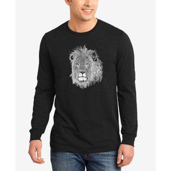 Men's Word Art Long Sleeve Lion T-shirt