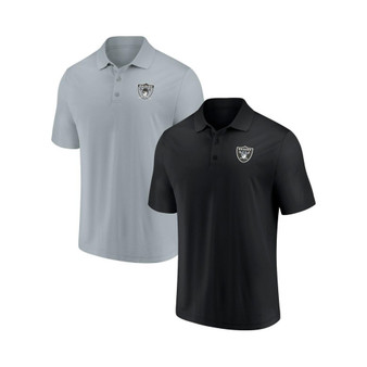 Men's Branded Black and Silver Las Vegas Raiders Home and Away 2-Pack Polo Shirt Set