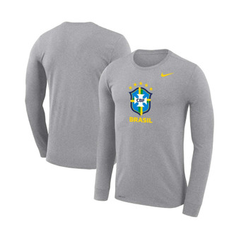 Men's Heather Gray Brazil National Team Primary Logo Legend Performance Long Sleeve T-shirt