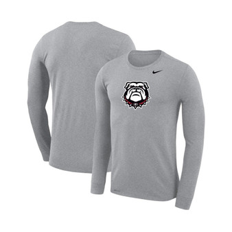 Men's Heathered Gray Georgia Bulldogs Secondary School Logo Legend Performance Long Sleeve T-shirt