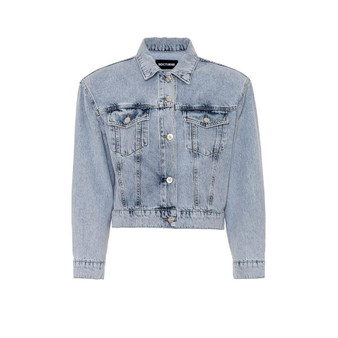 Women's Shoulder Pad Denim Crop Jacket