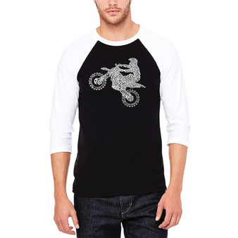 Men's Freestyle Motocross - FMX Raglan Baseball Word Art T-shirt