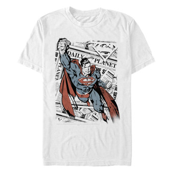 DC Men's Superman Daily Planet Newspaper Portrait Short Sleeve T-Shirt