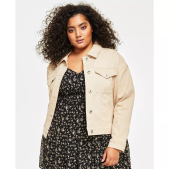 Trendy Plus Size Denim Long-Sleeve Jacket