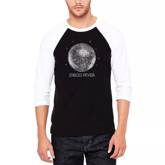 Men's Disco Ball Raglan Baseball Word Art T-shirt