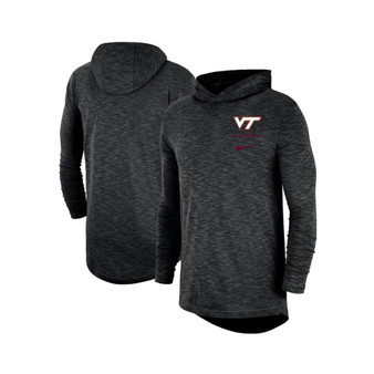 Men's Black Virginia Tech Hokies Slub Space-Dye Performance Long Sleeve Hoodie T-shirt