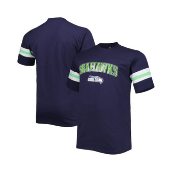 Men's College Navy Seattle Seahawks Big and Tall Arm Stripe T-shirt