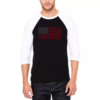 Men's Raglan Baseball Word Art USA Flag T-shirt