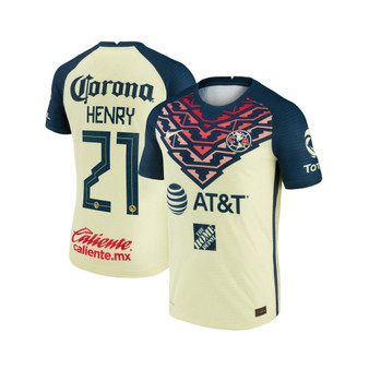 Men's Henry Martin Yellow Club America 2021/22 Home Vapor Match Authentic Player Jersey