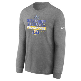 Men's Heather Charcoal Los Angeles Rams  2021 Super Bowl Champions Locker Room Trophy Collection Long Sleeve T-Shirt