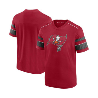 Men's Red Tampa Bay Buccaneers Textured Hashmark V-Neck T-shirt