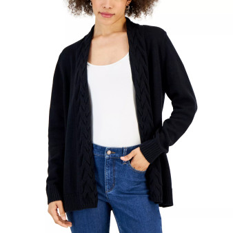 Women's Cotton Cable-Collar Cardigan, Created for Macy's