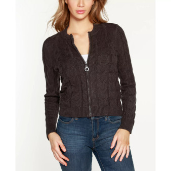 Black Label Cable Knit Full Zip Sweater