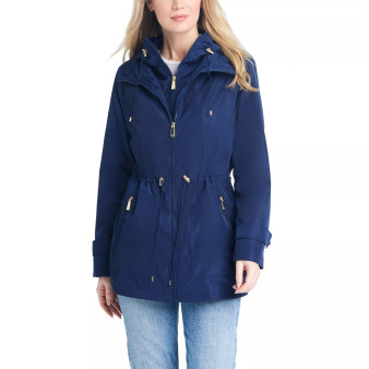 Women's Short Anorak with Hooded Bib Jacket