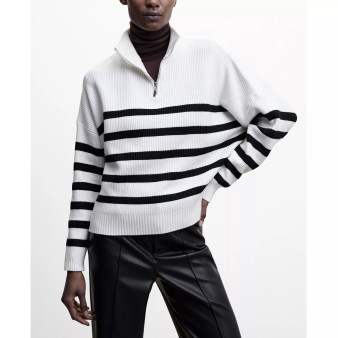 Women's Striped Zipper Sweater