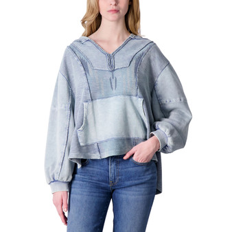 Women's Cotton Raw-Edge Dropped-Shoulder Hoodie