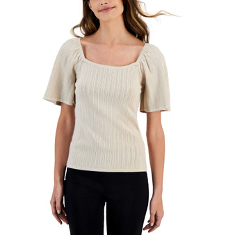 Women's Square-Neck Flutter-Sleeve Sweater