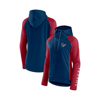 Women's Branded Navy, Red Houston Texans End Around Lightweight Raglan Full-Zip Hoodie Jacket