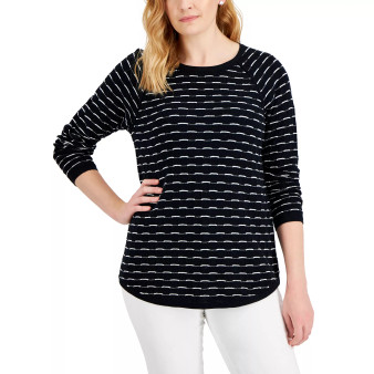 Women's Cotton Tuck-Stitch Sweater, Created for Macy's