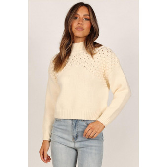 Womens Mia Textured Shoulder Knit Sweater