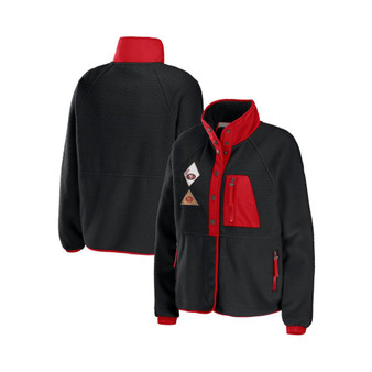 Women's Black San Francisco 49ers Polar Fleece Raglan Full-Snap Jacket